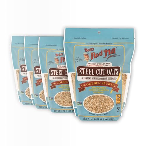 Bob's Red Mill Steel Cut Oats, 24oz (Pack of 4) - Non GMO, Whole Grain, Vegan, Kosher