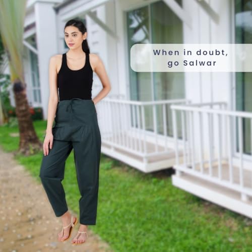 Image of Happy Bunny Salwar Pant - Modern Style Pure Cotton for Women - Ethnic Semi Patiala Trouser - Office,Home - All Day Comfort Wear with Drawstring