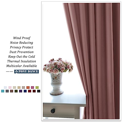 PONY DANCE PONY DANCE Kurze Blickdichte Vorhänge mit Ösen 2er Set H 145 x B 140 cm Altrosa, Verdunkelungsvorhang Kinderzimmer Thermo Gardinen Kälteschutz Blackout Curtains for Bedroom - Detailansicht 8 | Tages Deals