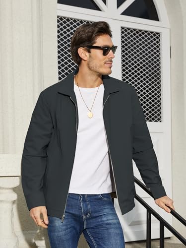 Image of TACVASEN Mens Lightweight Windbreaker Full Zip Up Laydown Collar Jackets Light Casual Coat with Zip Pockets
