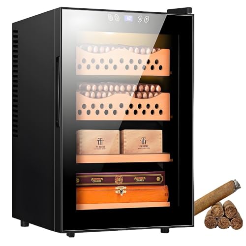 PoiToe Humidificador de Puros eléctrico, gabinete humidor de Puros de 50 L, humidor eléctrico silencioso, Puede almacenar 300 Puros, estantes de Cedro