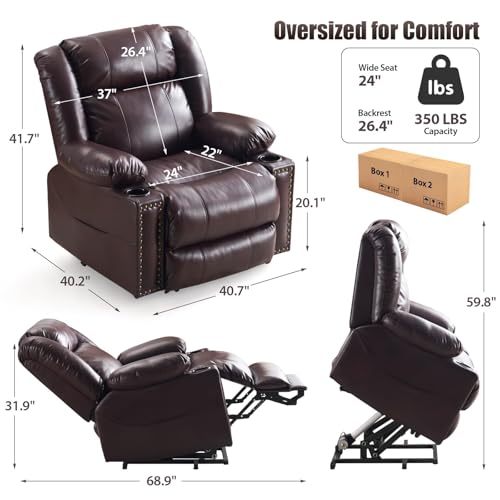 Full Body Shiatsu Massage Chair with Heat and 8-Point Massage, Standing Up Assist Remote Control, Space-Saving Design, Heavy Duty 400lbs Capacity for Big and Tall