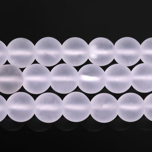 SHGbeads 10mm Frost Matte Rock White Quartz Crystal Semi Precious Gemstone Round Loose Beads for Jewellery Making DIY Handmade Craft Supplies 15" - Image 2