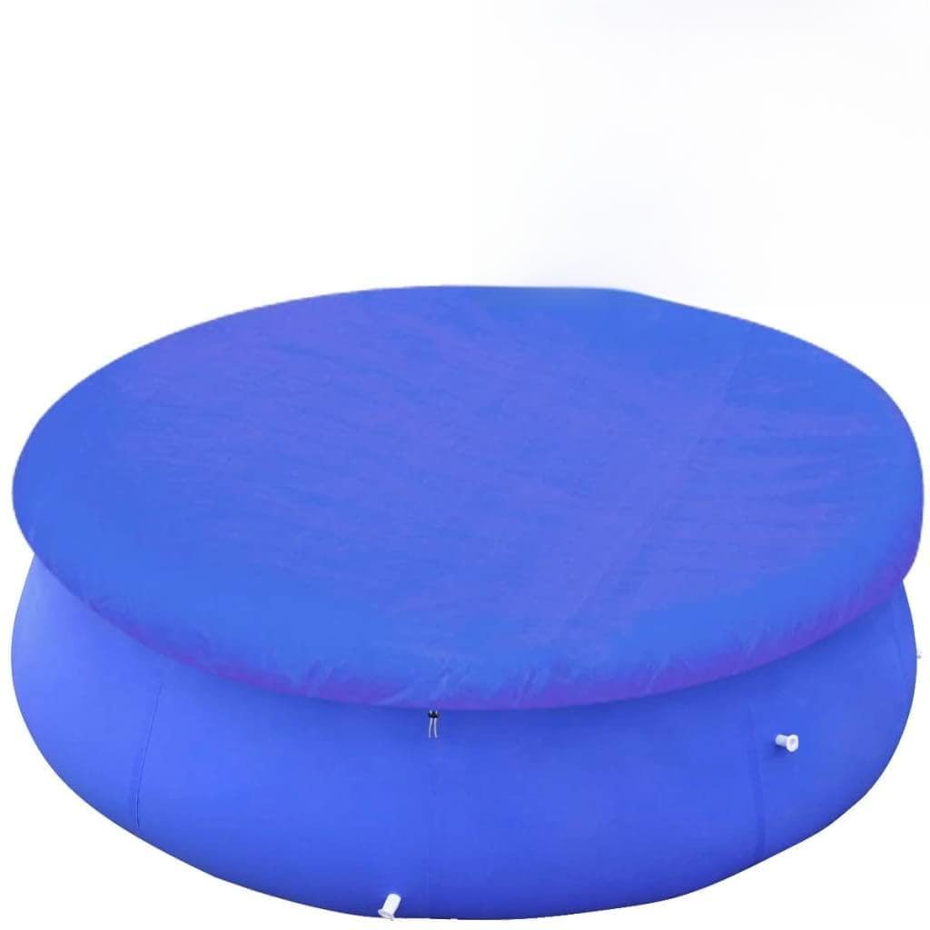 Bâche de piscine ronde en polyéthylène de 360 à 367 cm, bleu foncé, indéchirable et imperméable, avec trous de drainage, bouchons inclus, idéale pour l'été et l'hiver