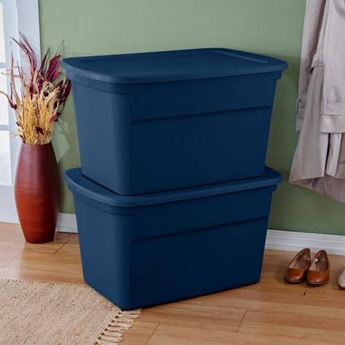 Image of Sterilite Tote, Plastic Storage Bins with Snap Lids, 30 Gallon, 12-Pack