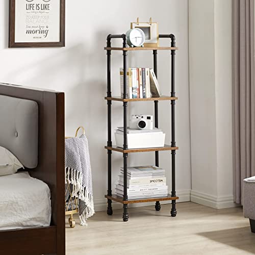 Ibuyke Industrial Pipe Ladder Shelf,4-Tier Vintage Style Book Shelf,Free Standing Units,Display Rack And Storage Organizer For Living Room,Bedroom,Kitchen,Rustic Brown Utmj404H #TOP7