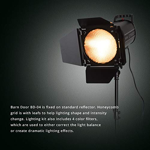 Godox BD-04 barndoor & griglia a nido d'ape e 4