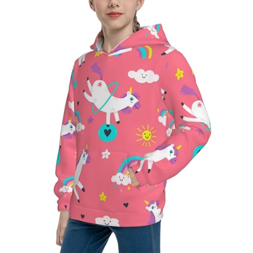 Yoga Unicorn Kid Hoodies Boys Sweatshirts Girls Pullover with Pocket2