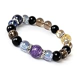 [パスクル] パワーストーン ブレスレット メンズ X.G 金運 仕事運 ルチルクォーツ チャロアイト サファイア ギフト 天然石ブレスレット オニキス 男性 彼氏 プレゼント 金運 勝負運 スモーキークォーツ 人気 サイズ: L(17cm)