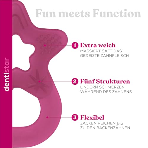 dentistar Beißring 2er-Set – Teether für Babys & Kleinkinder ab 3 Monate – Baby Beißring mit Griff aus weichem Material zur Zahnungshilfe &… – Ansicht 2