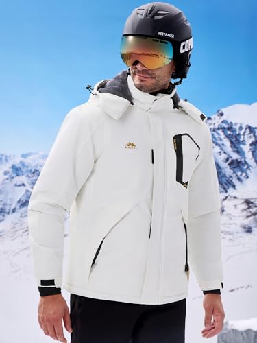 Image of WULFUL Men's Ski Jackets Warm Winter Snow Windbreaker Resistant Snowboard Fleece Coat Mountain Waterproof Parka with Hood