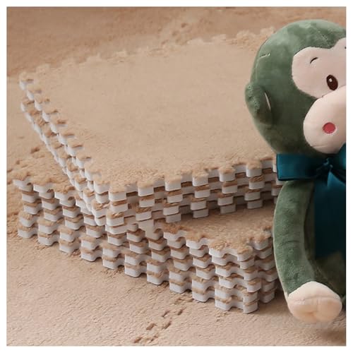 Alfombrillas entrelazadas de felpa de terciopelo lechoso – 20 alfombras de rompecabezas de espuma antideslizante, azulejos suaves (30 x 30 x 1 cm) para salas de juegos infantiles, decoración del hogar