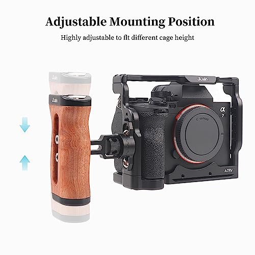Image of Hersmay Wooden Side Handle Quick Release Camera Hand Grip with 1 /4 inch-20 Screws Stabilizer with ARRI-Style Mount Screw & Cold Shoe Mount for DSLR Mirrorless Video Camera Cage