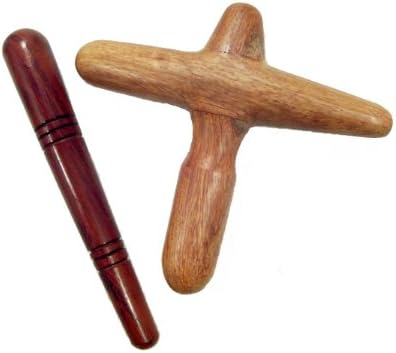 Reflexología tradicional tailandesa, masaje de manos y pies en forma de X, y herramienta de masaje de palo de madera, juego de 2 piezas.