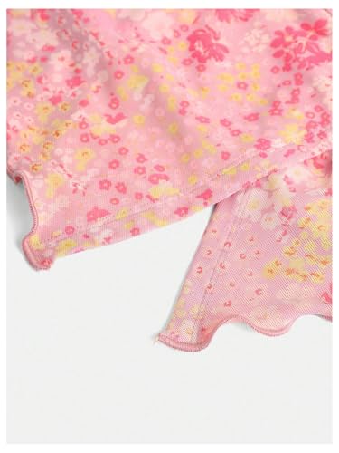 Girl's Floral Strapless Tube Top Sleeveless Split Bandeau Bustier Crop Tops3