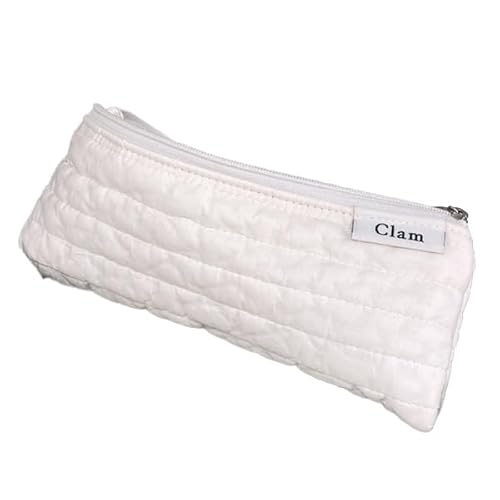 ペンケース 韓国 ヌビ CLAM 筆箱 高校生 ペンシルケース Clam flat pencilcase 社会人 シンプル (ホワイト) [並行輸入品]