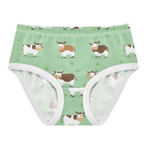 Wusikd Cute Cartoon Cow Girls' Underwear Cotton Green Grass Girls Briefs Soft Toddler Underwear 2T