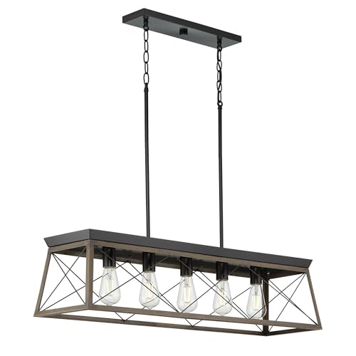 Progress Lighting Briarwood Collection 5-Light Dining Room Light Fixture, Farmhouse Style Modern Chandelier for Kitchen and Dining Room, 38' by 9', Antique Bronze