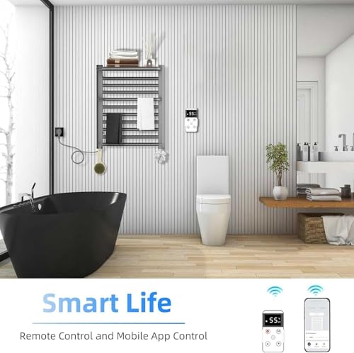 Sèche-serviettes électrique connecté salle de bain 490W minuterie télécommande