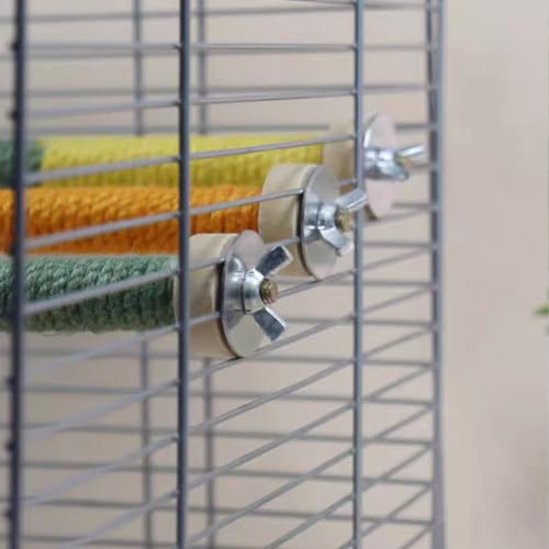Image of 2pc Bird Perch Woven Rope Wooden Stand, Colored Solid Hemp Rope Bird Perches for Cage(9.85IN)