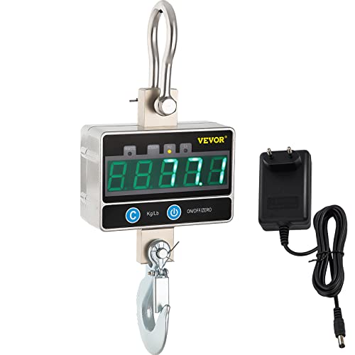 Mophorn Silver Digital Crane Scale1000KG (2200LBS) Industrial Heavy Duty Hanging Scale LED Display with Remote for Farm Hunting