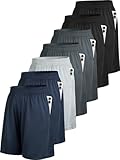 BALENNZ Pantalones Cortos de Baloncesto para Hombre, con Bolsillos, Pantalones Cortos atléticos de Secado rápido para Correr para Hombre, Paquete de 7: Negro, Negro, Gris Oscuro, Gris Oscuro, Azul