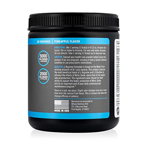 Fenix Nutrition L-Arginine Complete - Cardio Health | 5000mg L Arginine | Nitric Oxide Booster | Natural Supplement | Increases Energy and Endurance | Pineapple