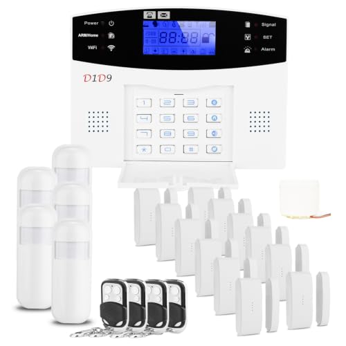 D1D9 24pcs Home Burglar Alarm System Wireless DIY, 4G GSM WiFi, No Monthly Fee,Home Security with App Alert