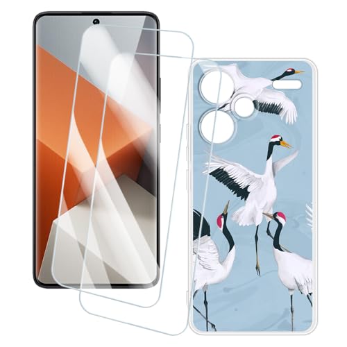 OAGELIM 2�Z�b�g �X�N���[���v���e�N�^�[ + �P�[�X Xiaomi Redmi Note 13 Pro+ 5G (6.67 �C���`) �Ƃ̌݊������� �A�[�e�B�X�e�B�b�N�J�X�^���v�����g�J�o�[�Ƌ����K���X�t�B���� �X�N���b�`�h�~ (��)