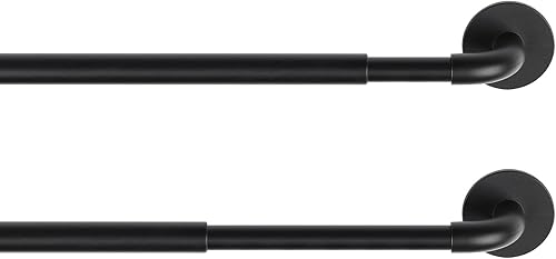 KXLIFE Paquete de 2 Barras de Cortina Autoadhesivas Pegajosas Ajustables de 3/8 Pulgadas para Marco, Barras de Cortina de 11 a 17 Pulgadas para Café