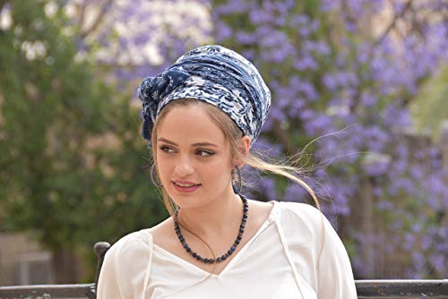 Amazing Soft Blue White Headscarf Tichel, Hair Snood, Head Scarf, Head Covering, Jewish headcovering, Scarf, Bandana,Headscarf, Chemo, Jewish headcovering4