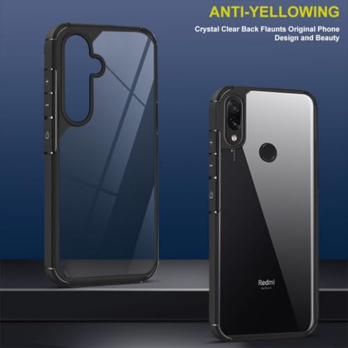 Image of SHINESTAR Ultra Slim Clear Back Cover for Redmi Note 7 / Note 7 Pro /Note 7s, Transparent Hybrid Hard Shell Plastic & Soft Silicone Rubber Bumper, Non-Yellow Acrylic Protective Cover - Black