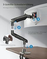 HUANUO Monitor Halterung für Ultrawide-Bildschirme bis 49 Zoll, Hält 18 kg, Ultrawide Bildschirmhalterung, Vollständig Verstellbarer Monitorarm mit C-Klemme, Durchbruchbasis, max. VESA 100x100mm – Ansicht 7