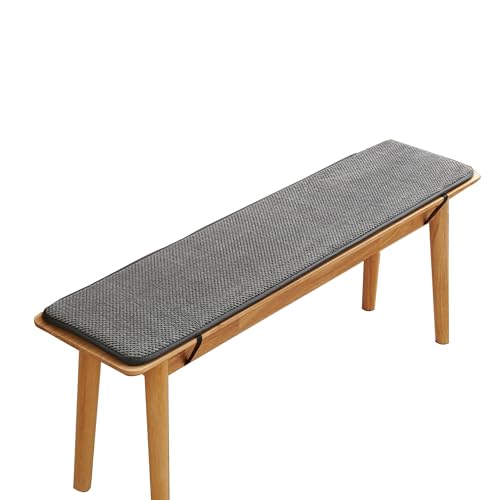 Cómodo cojín largo para silla de interior, sofá y porche, tapete para banco de 24 plazas (120 x 35 x 1,5 cm, gris) ideal para sala de estar y asientos al aire libre