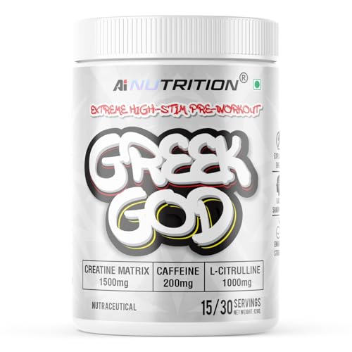 Image of Greek God Pre Workout | Extreme High Stim | 200mg Caffeine, 3000mg Beta-Alanine, 1000mg Citrulline, Black Pepper Extract | Explosive Energy & Focus (15 Servings, Mango Strawberry)