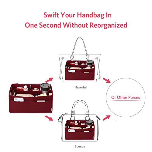Image of Felt Purse Organizer, Multi Pocket Bag in Bag Organizer For Tote & Handbag Shaper, Speedy 30, Speedy 35 and Speedy 40, Medium, Large, Extra Large(Medium, Wine Red)
