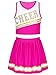 easyforever Girls Cheer Leader Costume Uniform Cheerleading Cosplay Outfit Crop Top with Pleated Skirt Set Dancewear Hot Pink 14 Years