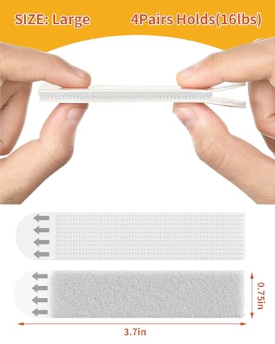 Image of Large Picture Hanging Strips, Heavy Duty, 24-Pairs(48 Strips) Wall Sticky for Hanging 3.7 inch L x 0.75 inch W., Hanging Pictures Without Nail, Hook&Loop Strips with Adhesive