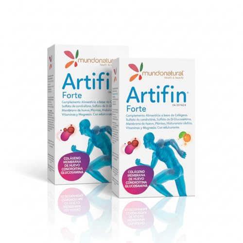 Mundo Natural Artifin Forte Polvo - Pack Ahorro 2 x 15 Sobres - Con Colágeno, Glucosamina, Condroitina, Ácido Hialurónico, Vitamina D y Magnesio - Para Apoyo Articulaciones y Huesos