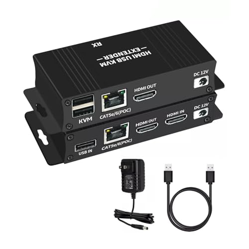 PC TV のための Cat5e/6 サポート キーボード及びマウス制御に DC 12V 1A HDMI KVM USB の延長装置の送信機の受信機 196FT 1080P