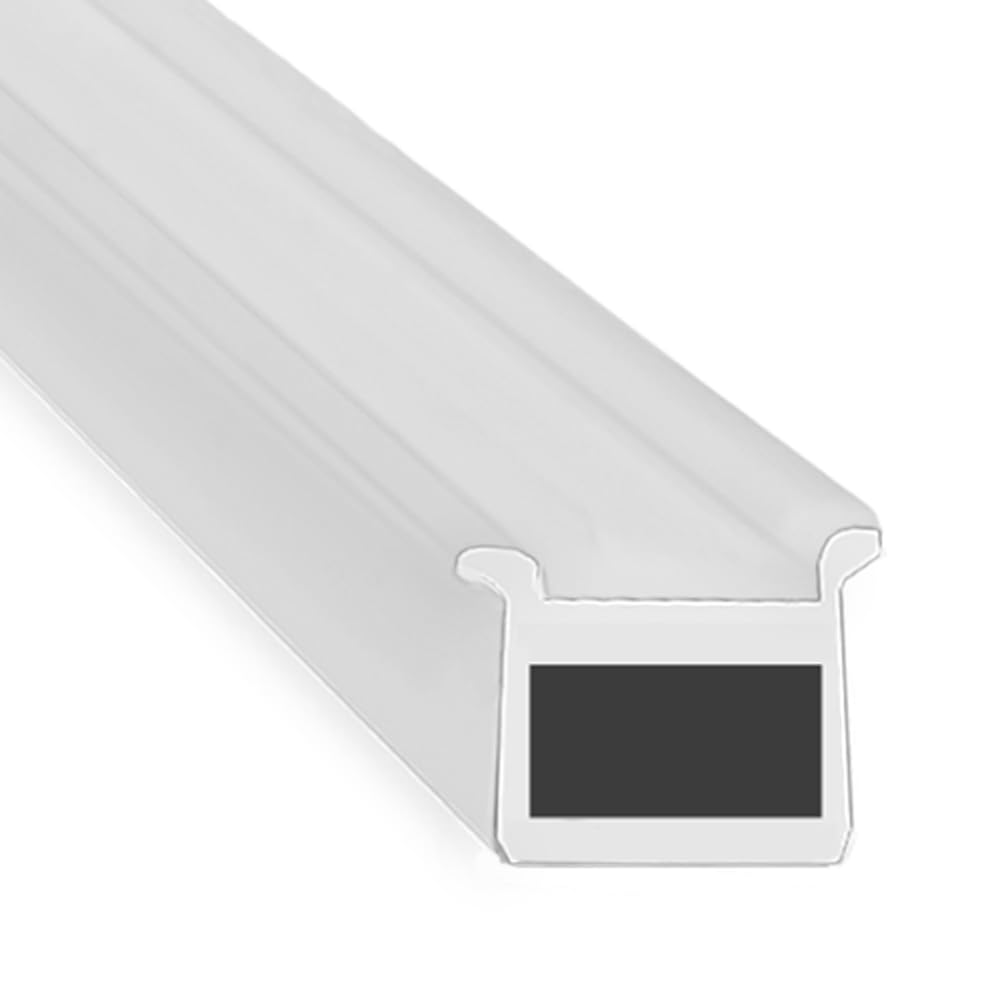 Magnetic Shower Seals for Channels | Sold in Pairs | Soft Flexible Folding White Rubber T with Magnet | Fits Into 8mm Channel | 2 Metres Long | MAG030 (200cm)