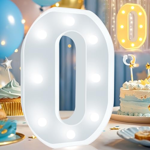 Image of Pooqla LED Marquee Letter Lights, Warm White and Cool White Decorative Lighted Letters, Light Up Alphabet Letters for Boys Girls, Party, Wedding, Bar, Night Light, Birthday Decoration, Letter O