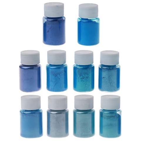 geneic 10 Colors Sea Blue Mica Powder Pearl Pigment Epoxy Resin Colorant Cosmetic Grade Make Up Soap Making Pearl Color Dye Kit Cover