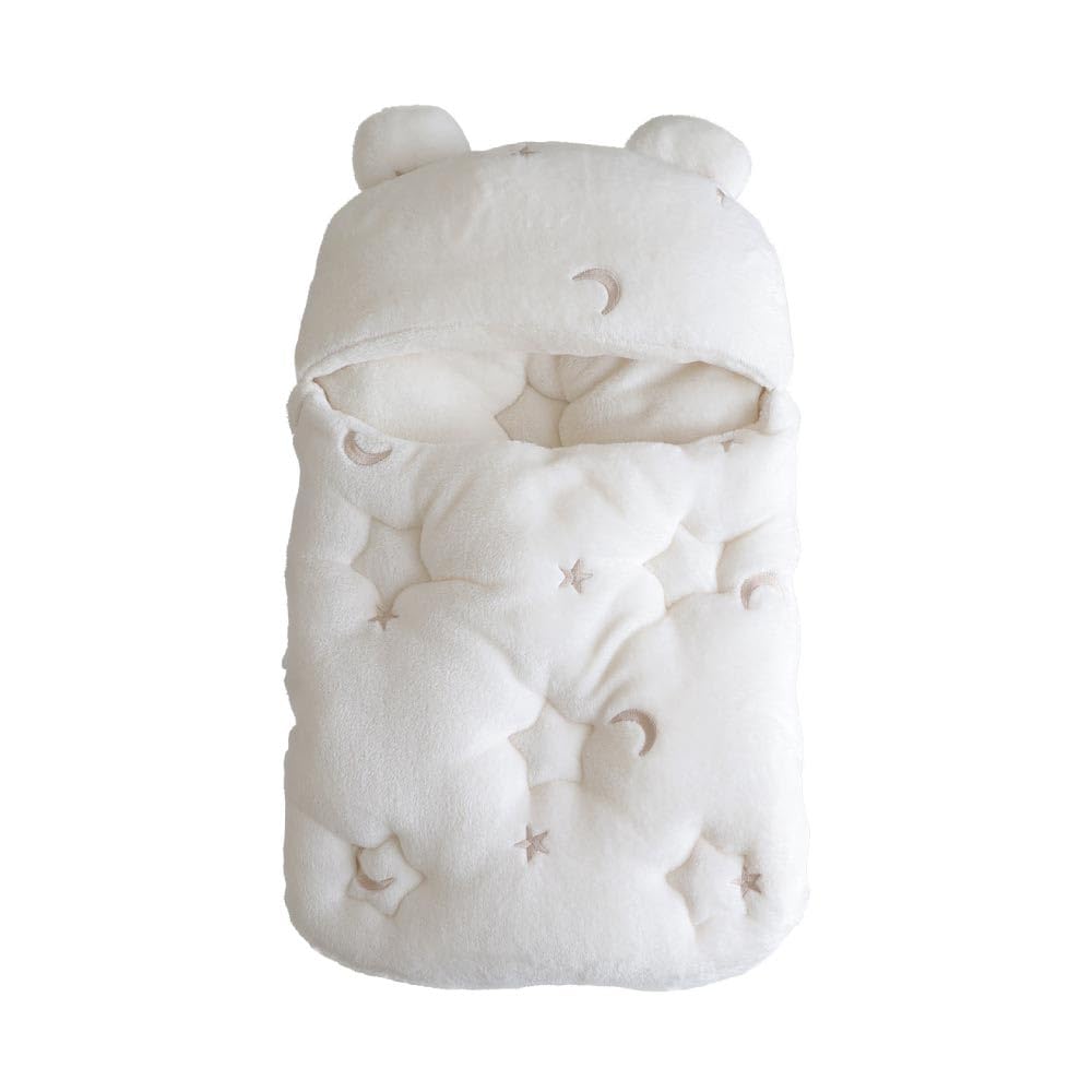 プッパプーポ スリーピングバッグ [フランネル] ベビー おくるみ 抱っこ布団01スター×アイボリー