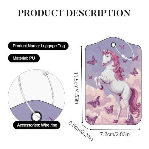 Image of Unicorn Luggage Tags 2 Pack, PU Leather Privacy Flap