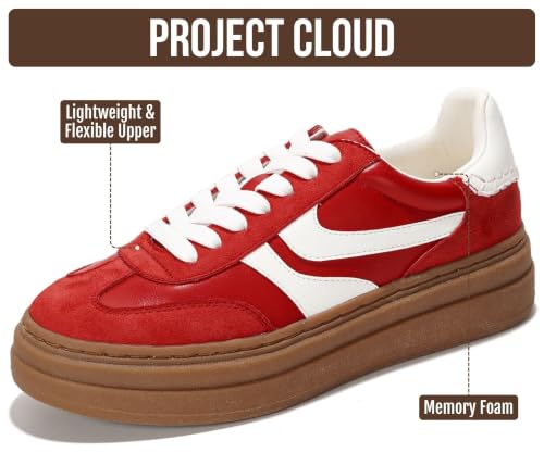 Image of Project Cloud Platform Sneakers for Women Footwear - Memory Foam Insole Womens Shoes, Lightweight and Non-Slip Sole Lace Up Fashion Sneakers for Women 2026 (Volley)