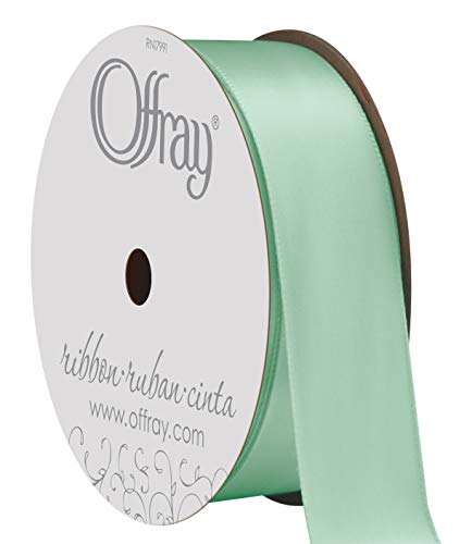 Image of Berwick Offray 068472 7 /8 inch Wide Single Face Satin Ribbon, Aqua Blue, 6 Yds
