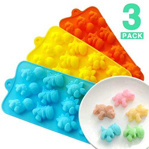 PERNY Dinosaur Molds, Silicone Dinosaur Mold For Crayon Candy Gummy Cake Soap Chocolate