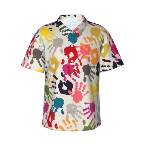 Chemise hawaïenne imprimée à la main EdWal, short d'été boutonné léger et fluide