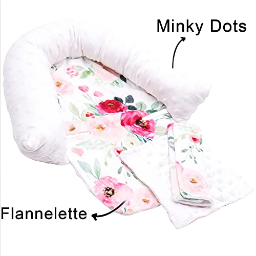 Baby Carseat Headrest And Strap Covers, Floral Minky Infant Strollers Head Support & Seat Belt Cover, Toddler Strollers Headrest And Neck Cover, Car Accessories For Newborn Girls #TOP1